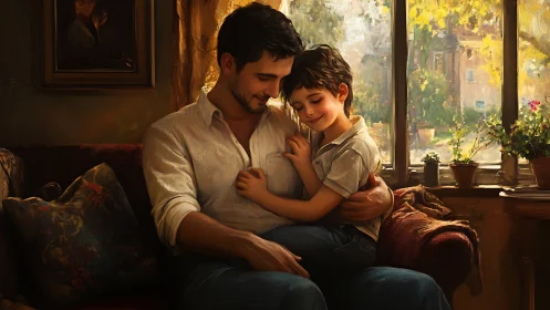 Quiet afternoon cuddle captures a father&rsquo;s gentle love