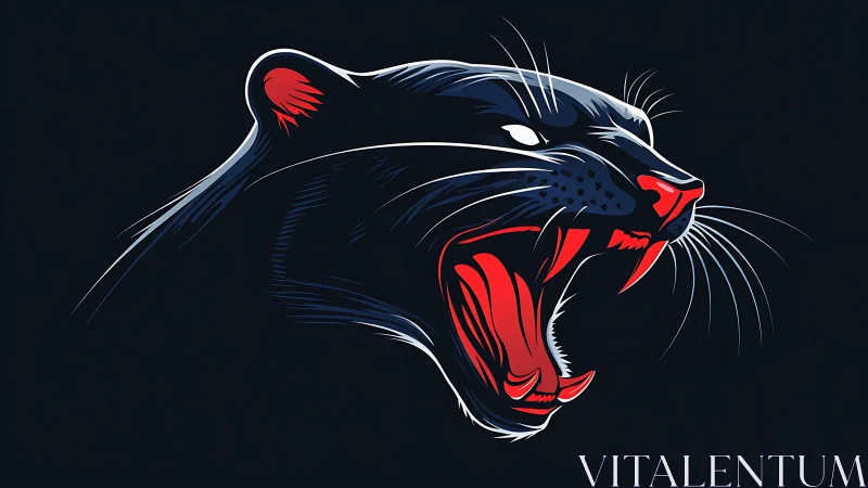 Fierce Panther Roar: Bold Black Cat Art.