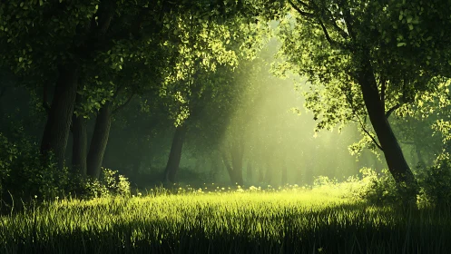 Emerald Cathedral: Sunlit Forest Sanctuary