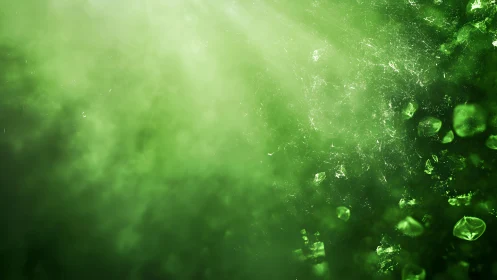 Abstract Green Light and Crystal Background with Soft Glow.