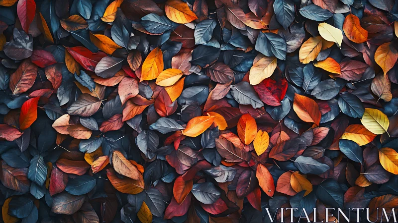 Colorful autumn leaves forming dense textured ground cover.