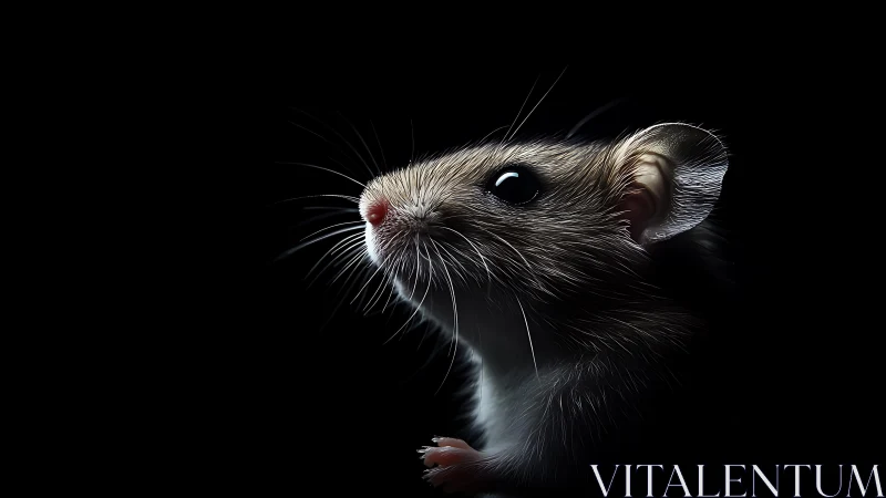 Rodent side profile isolated against black background.