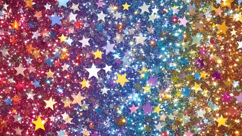 Photoreal glitter starfield with chromatic gradient layout.