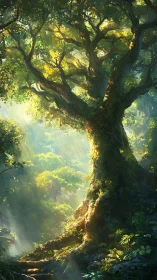 Ancient Guardian: Sunlit Cathedral of Emerald Wilderness