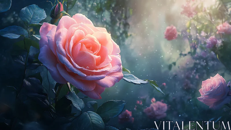 Luminescent Rose Garden in Magical Twilight.