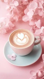 Latte Love Blooms: Pink Petals Frame Cappuccino Artistry