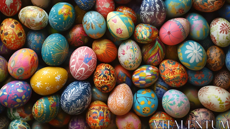 Colorful painted Easter eggs create a joyful festive mosaic