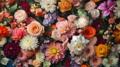 Riotous Garden of Radiance: Cascading Blooms in Painterly Splendor