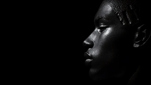 High contrast side profile portrait with specular rim lighting