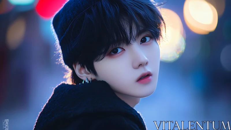 Soft-lit anime portrait captures a wistful city evening gaze