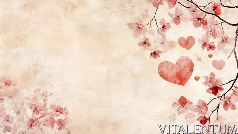 Love Blooms Softly: Hearts Among Cherry Blossoms.