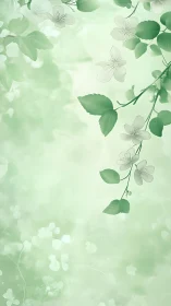 Botanical Illustration with Delicate Leaves and Line Art Florals