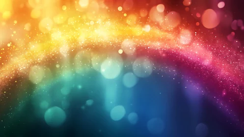 Glowing rainbow lights sweep through soft, sparkling color