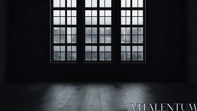 Quiet city loft windows welcome in soft gray morning light