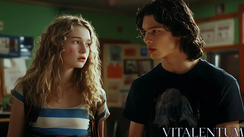 Teen classmates share a tense, emotional moment after conflict