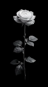 Monochromatic Rose Bloom Against Black: High Contrast Botanical Portrait Study.