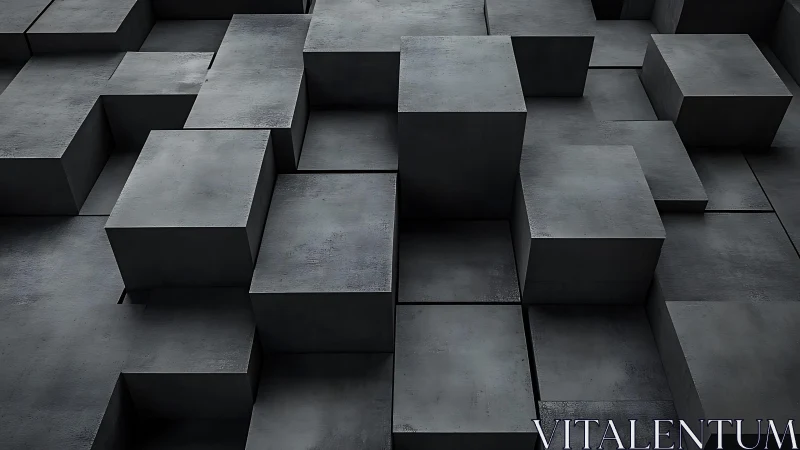 Dark geometric 3D cubes pattern with industrial texture, modern style.