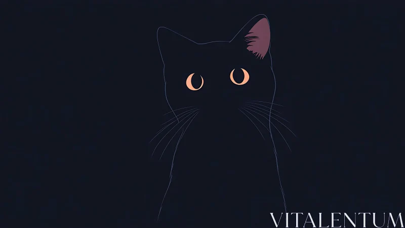 Black cat with glowing amber eyes against dark background