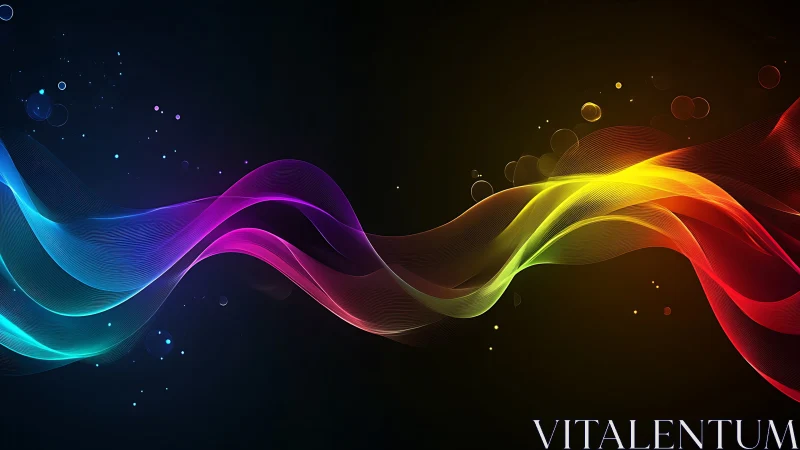 Colorful light waves drifting across a dreamy dark sky.