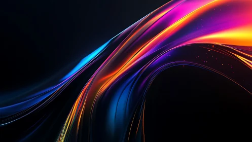 Neon currents arc through midnight, weaving liquid light.