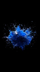 Midnight sapphire splash frozen in electric motion.