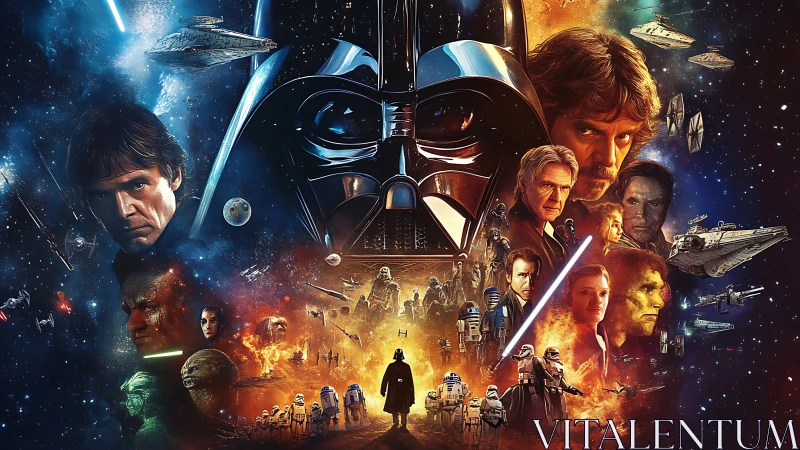 Epic galaxy clash wrapped in a swirling space saga poster.