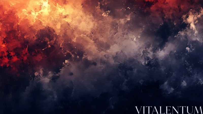 Dramatic Apocalyptic Cloudscape with Fiery Orange and Deep Navy Gradient