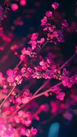 Neon Blossoms Glow in Dreamy Darkness.