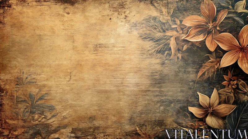 Weathered floral parchment for gentle, nostalgic stories.