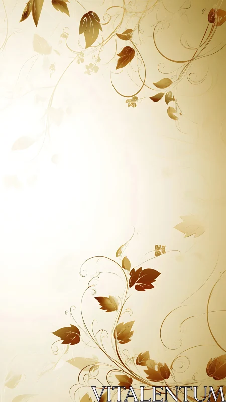 Golden floral arabesque scrollwork curves across soft gradient