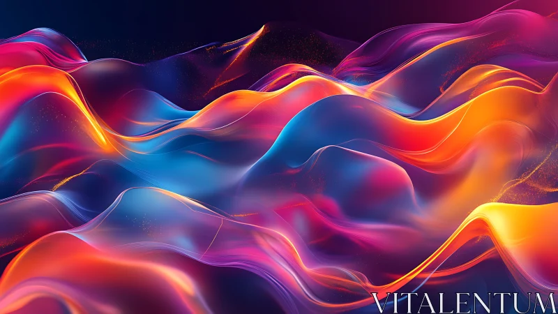 Luminescent color waves flow across a surreal horizon.