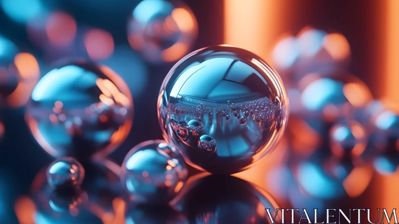 Glowing chrome spheres invite you into a dreamy neon world