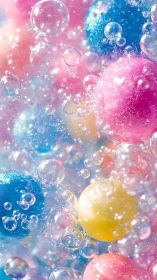 Glistening candy planets drift through a neon bubble galaxy