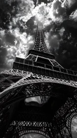 Steel giant pierces stormlit clouds above brooding Paris sky