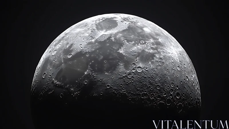 Half-lit lunar crown rises like a scarred silver planet