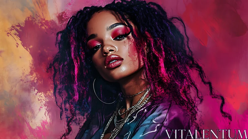 Bold digital portrait captures fierce neon street glamour