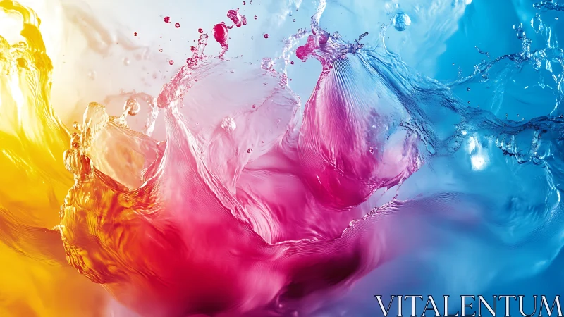 Colorful liquid waves collide in a vivid abstract splash