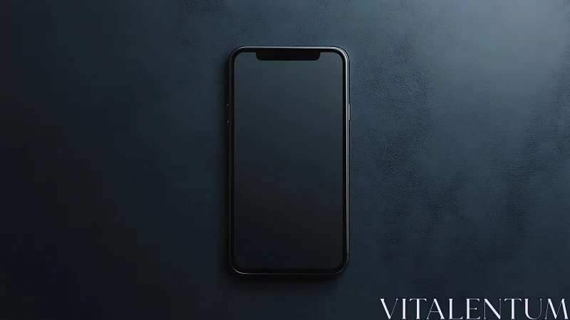 Sleek smartphone rests in minimalist darkness, glowing with possibility