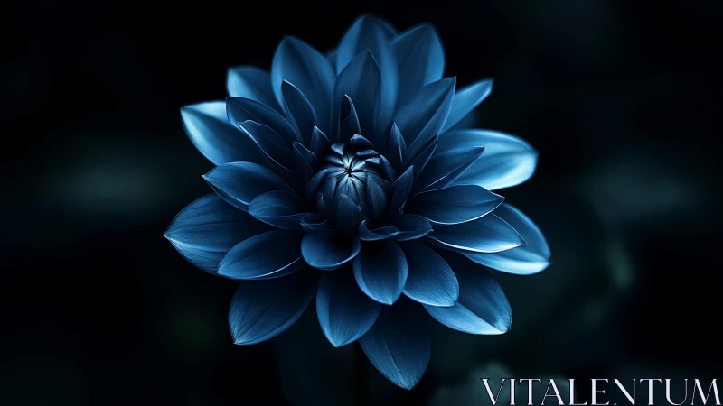 Twilight Bloom Unfolds: Electric Blue Dahlia's Luminescent Dance.