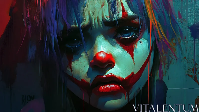 Haunting clown portrait shares a fragile, painted heartbreak