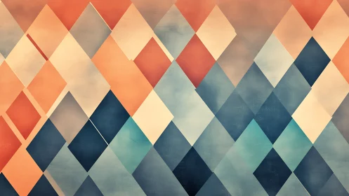 Geometric diamond grid with muted warm and cool tones.