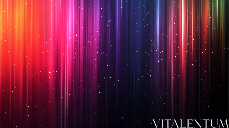 Vibrant abstract light streaks with starry cosmic effect background.
