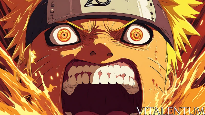 Blazing ninja energy bursting with fierce, unstoppable spirit.