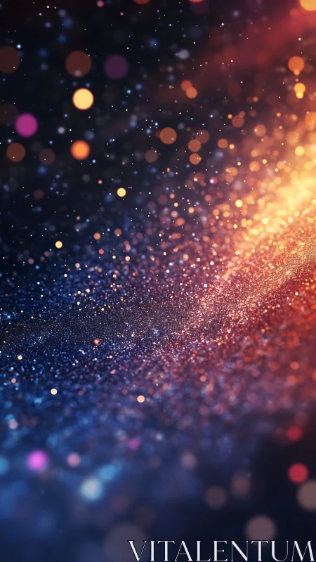 Bokeh particle field with diagonal warm light gradient and depth