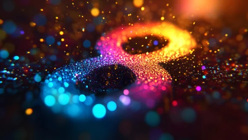 Vibrant Number Eight Made of Colorful Glowing Particles in Abstract Style.