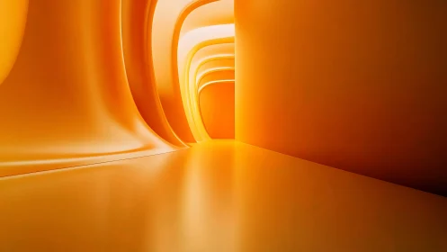 Curved orange tunnel interior with smooth glowing walls.