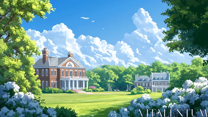 Sunny country estate welcomes visitors under grand summer skies