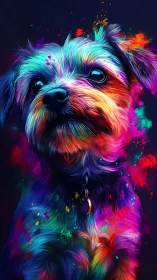 Color-saturated digital portrait of a small dog profile.