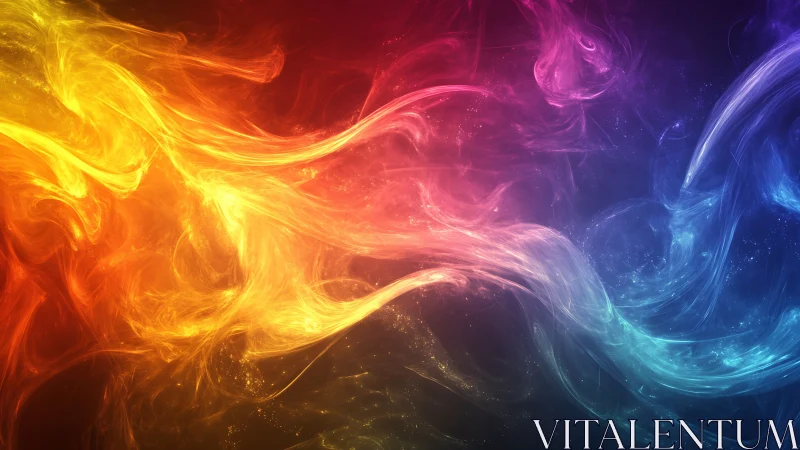 Vibrant spectral nebula forms sweeping multicolored energy arcs