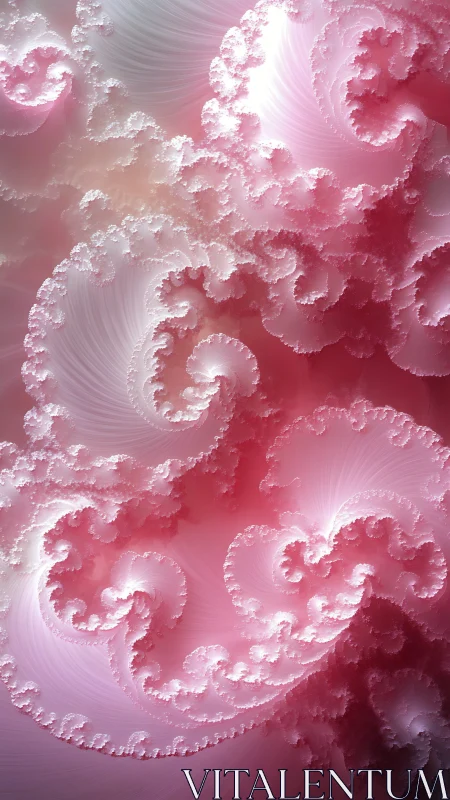 Pink fractal swirls with layered spiral structures.